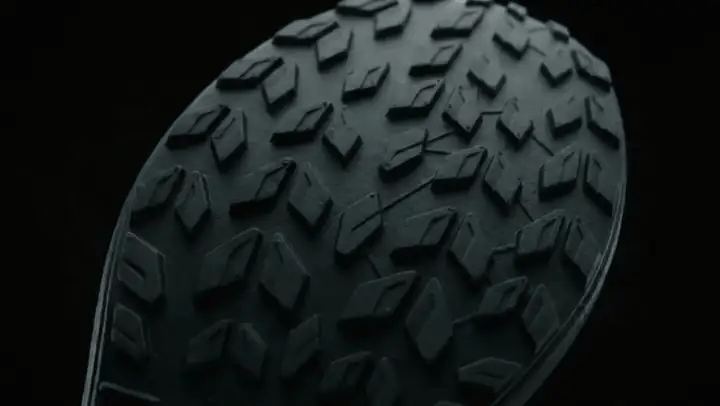Macro of the VT-001 full-cover CPU high-grip outsole lugs